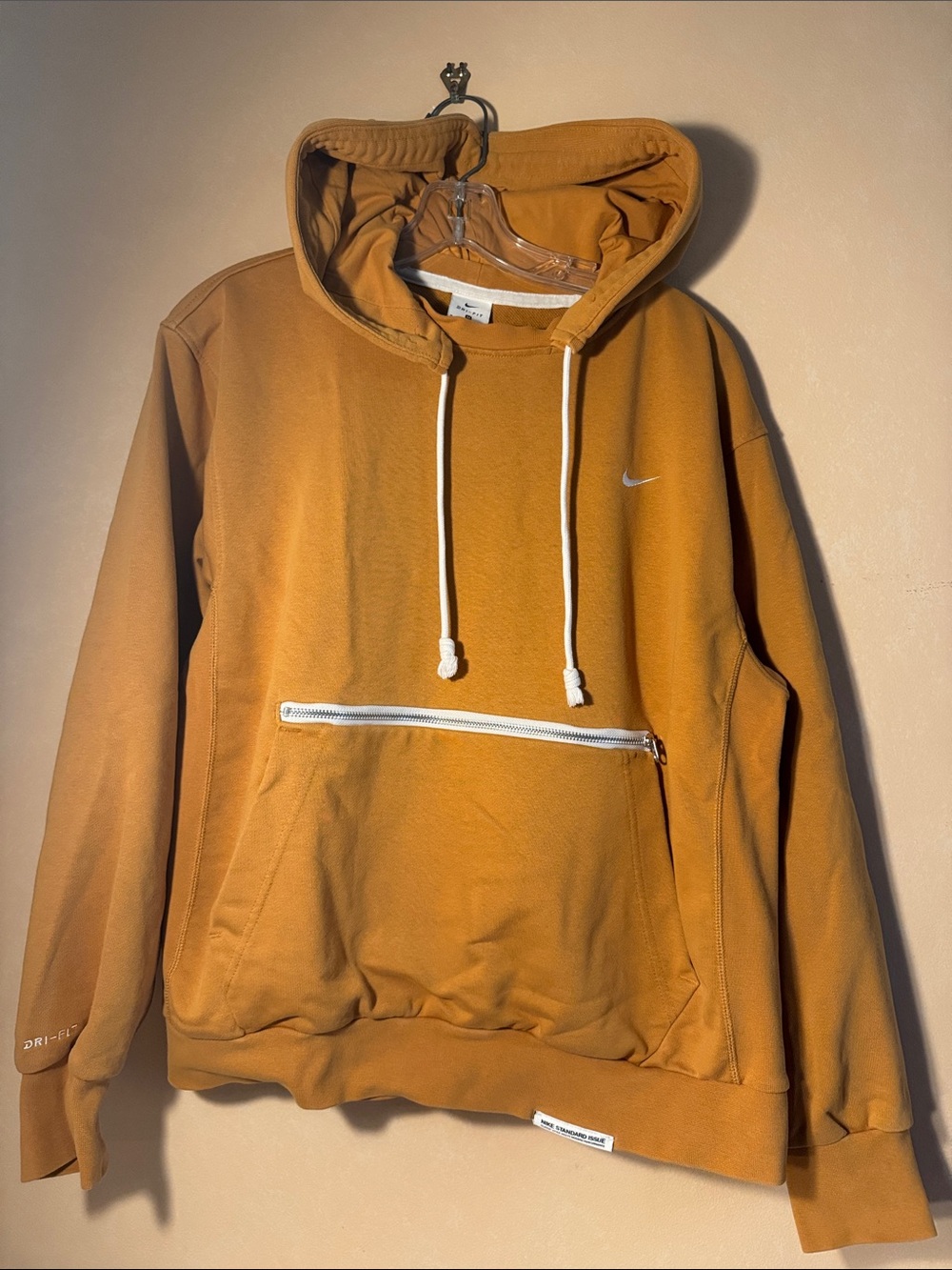 Nike Mustard Yellow Pullover Hoodie with Front Zip Pocket EUC